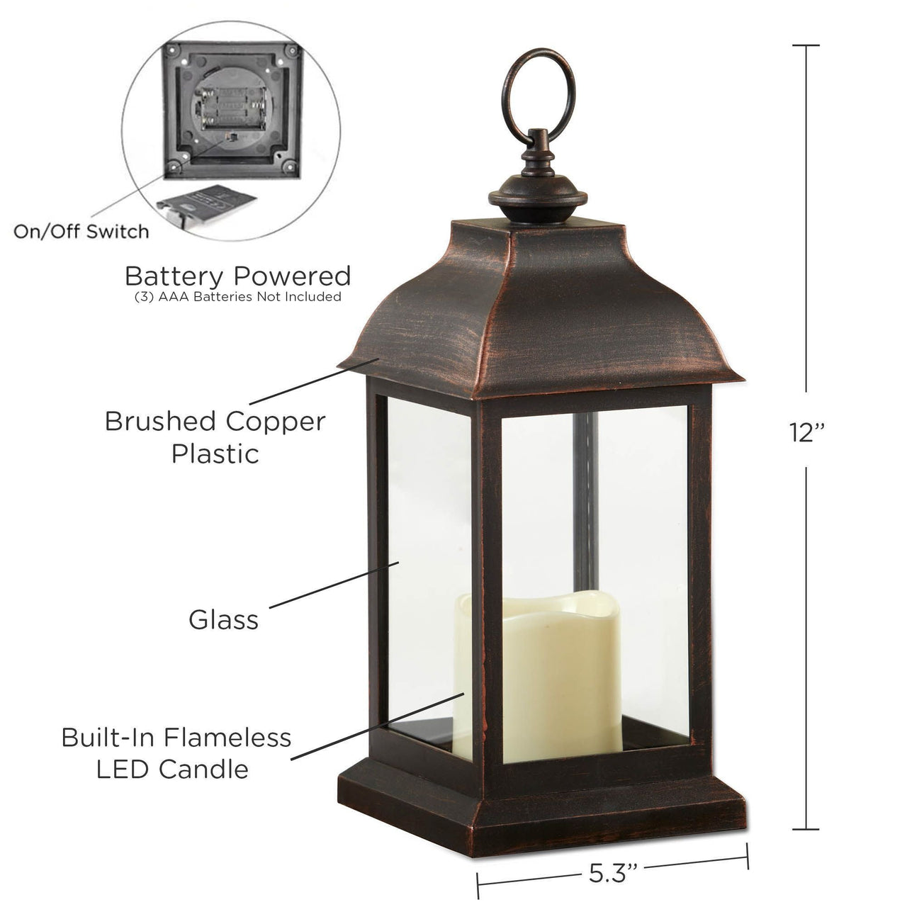 LED Vintage Decorative Copper Lantern - Manchester - Alternate Image 6 | My Wedding Favors