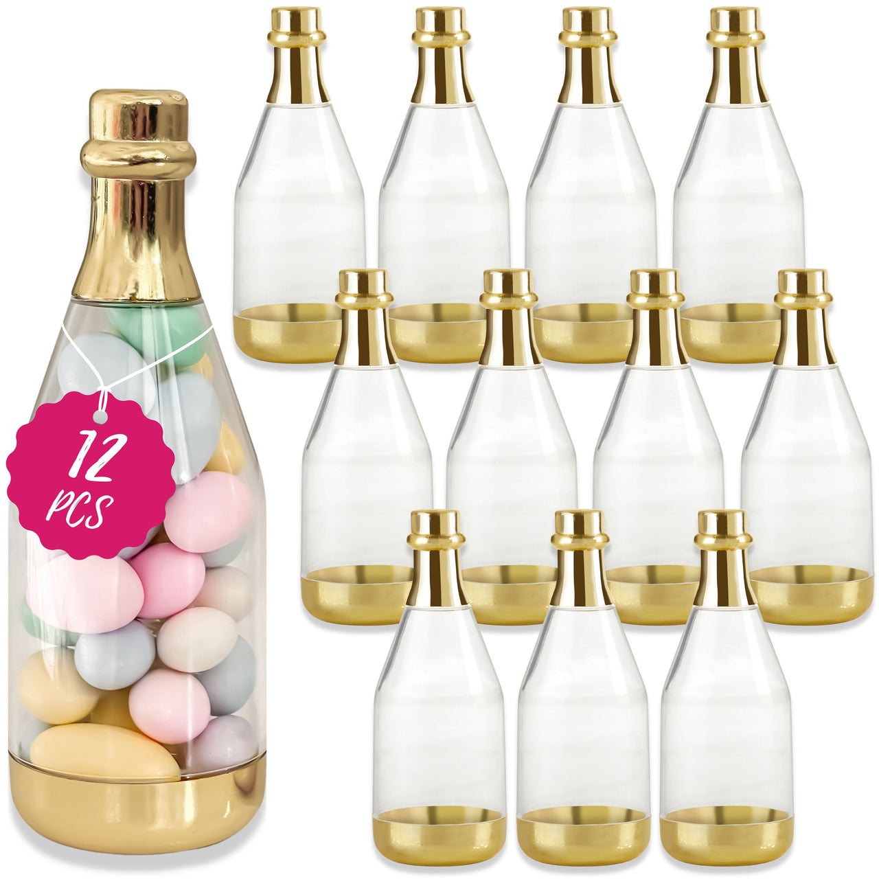 Gold Metallic Champagne Bottle Favor Container - Medium (Set of 12) - Alternate Image 8 | My Wedding Favors