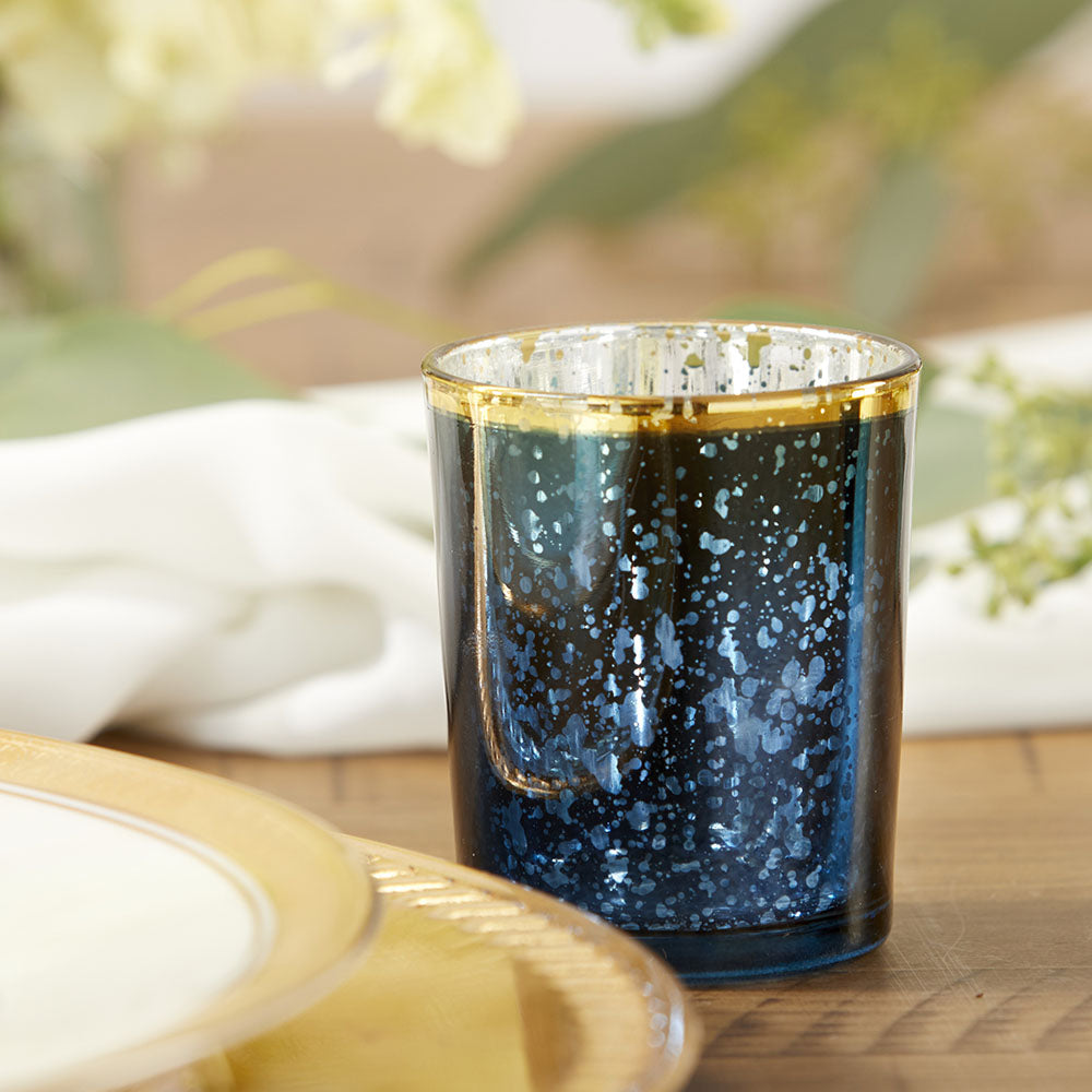 Blue Mercury Glass Tea Light Holder (Set of 4) - Main Image | My Wedding Favors