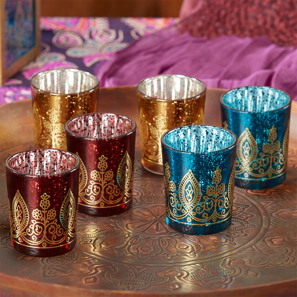 Indian Jewel Henna Votives - Assorted (Set of 6) - Main Image | My Wedding Favors