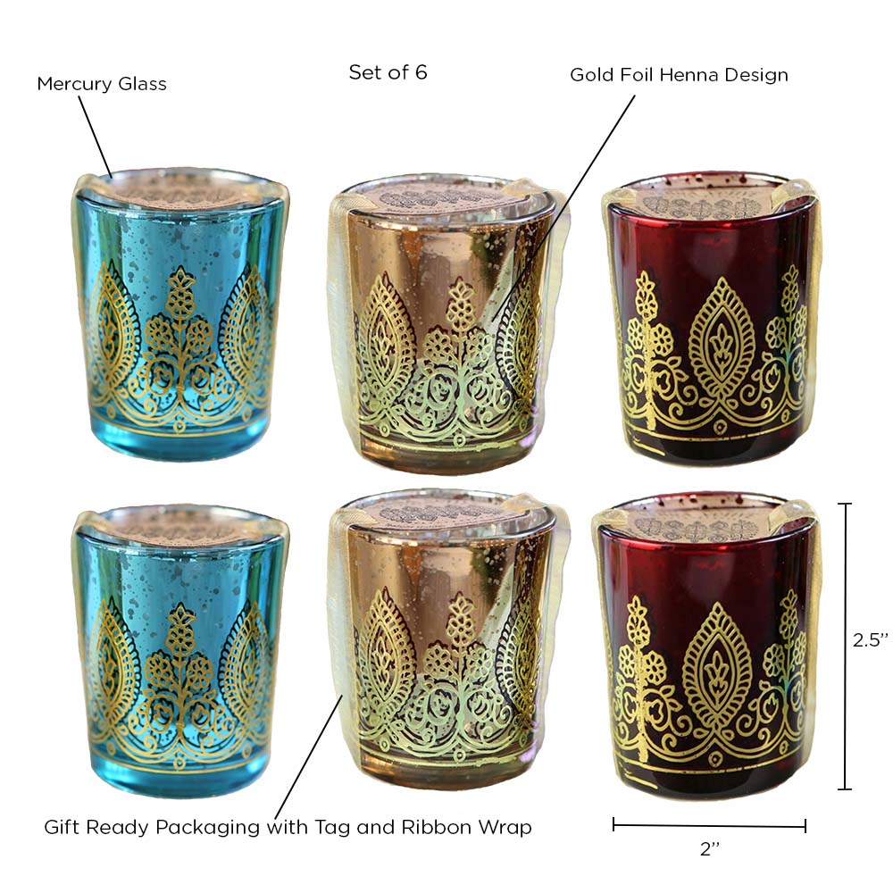 Indian Jewel Henna Votives - Assorted (Set of 6) - Alternate Image 6 | My Wedding Favors