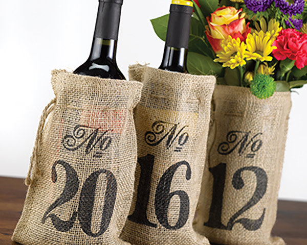 Printed Burlap Table Number Wine Bags (11-20) - Main Image | My Wedding Favors