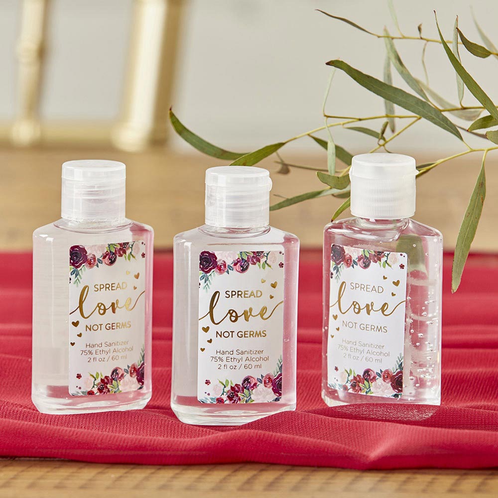 Burgundy Blush Floral 2 oz. Hand Sanitizer (Set of 12) - Main Image | My Wedding Favors