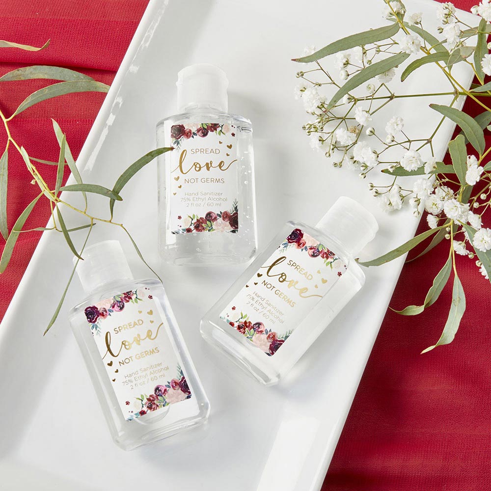 Burgundy Blush Floral 2 oz. Hand Sanitizer (Set of 12) - Alternate Image 7 | My Wedding Favors