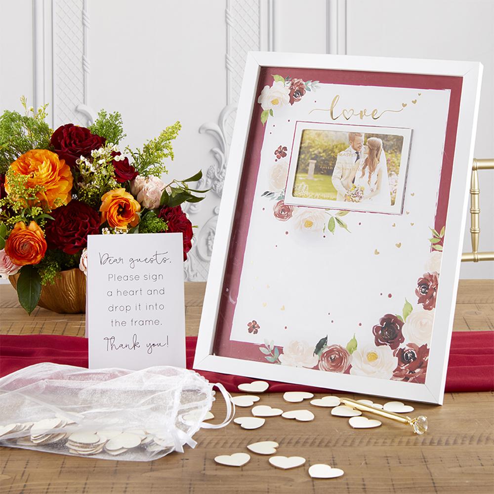 Burgundy Blush Floral Wedding Guest Book Alternative - Main Image | My Wedding Favors