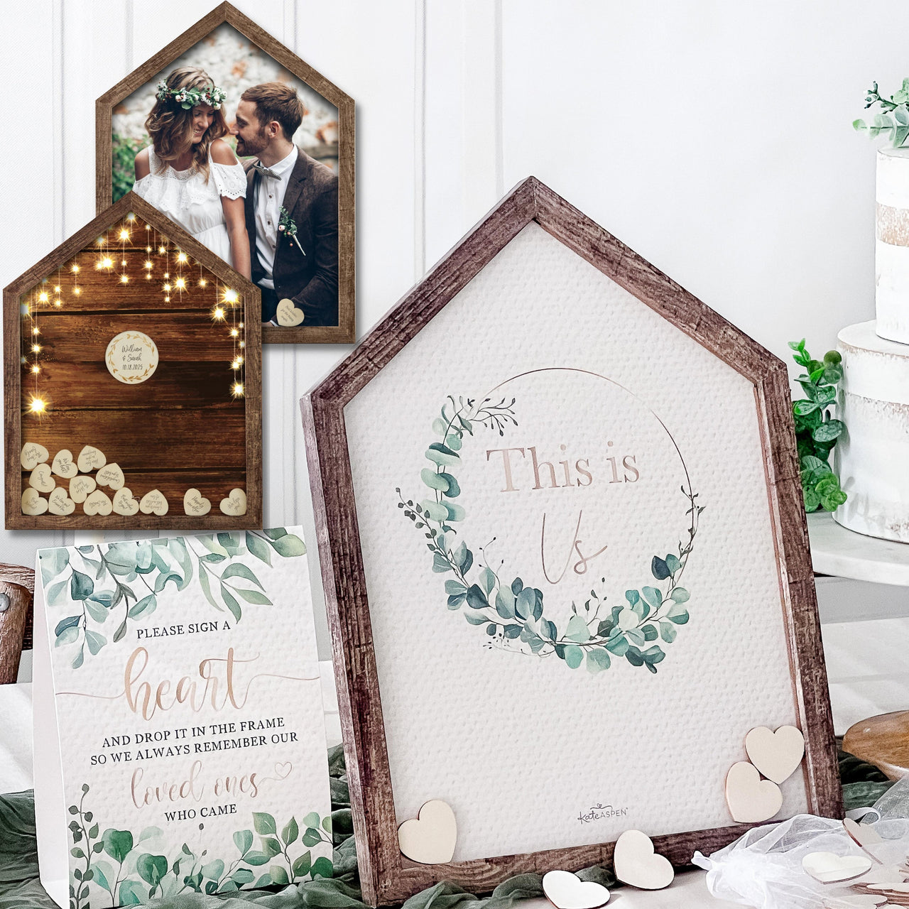 Wedding Guest Book Alternative - Modern Rustic House Shape - Main Image | My Wedding Favors