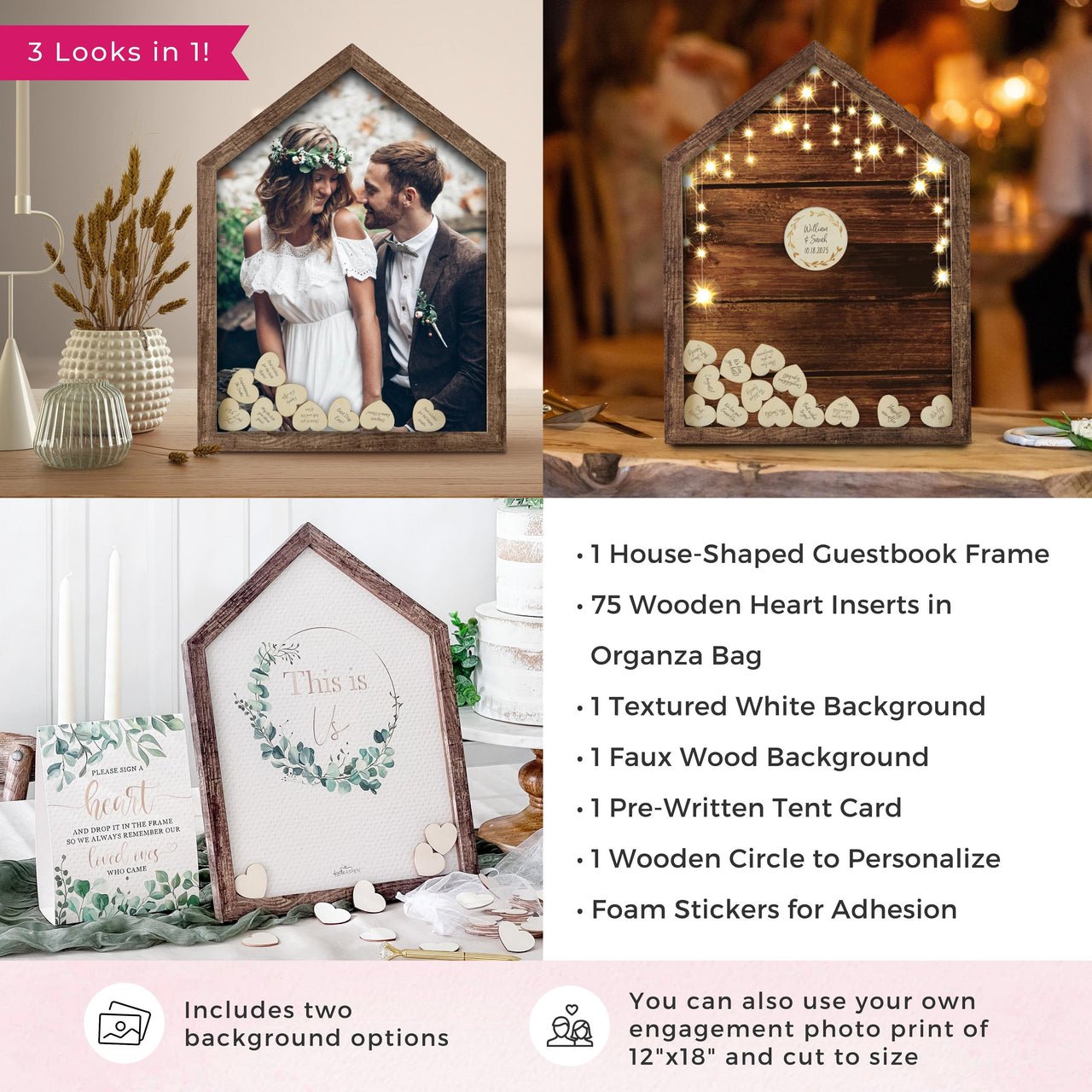 Wedding Guest Book Alternative - Modern Rustic House Shape - Alternate Image 5 | My Wedding Favors