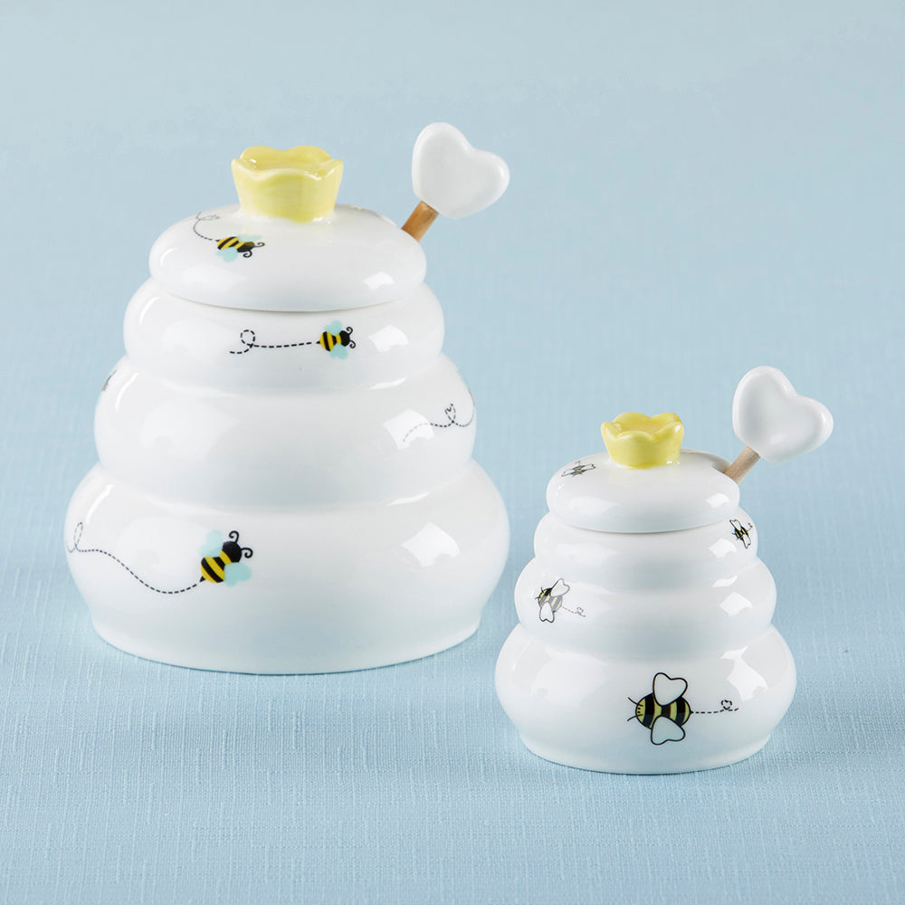 Sweet as Can Bee Honey Pot with Wooden Dipper - Small