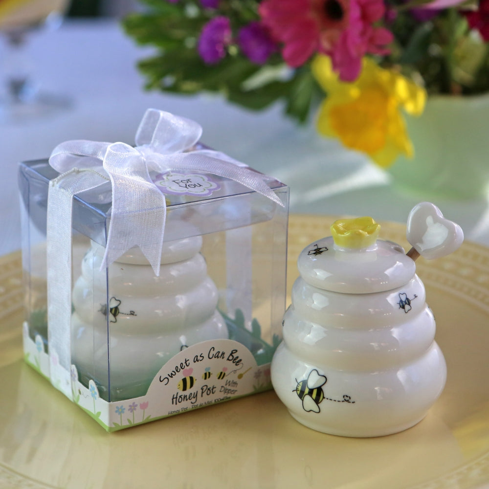 Sweet as Can Bee Honey Pot with Wooden Dipper - Small