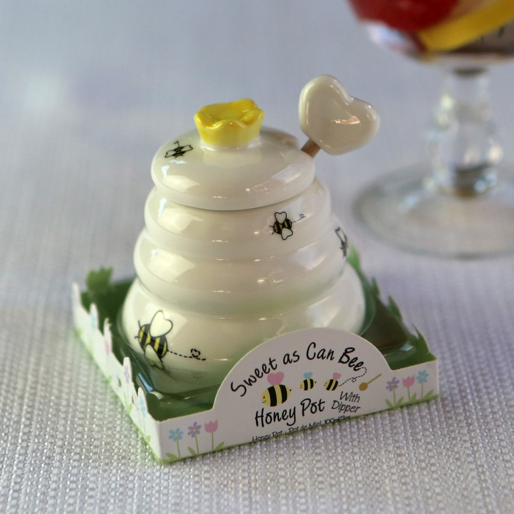 Sweet as Can Bee Honey Pot with Wooden Dipper - Small