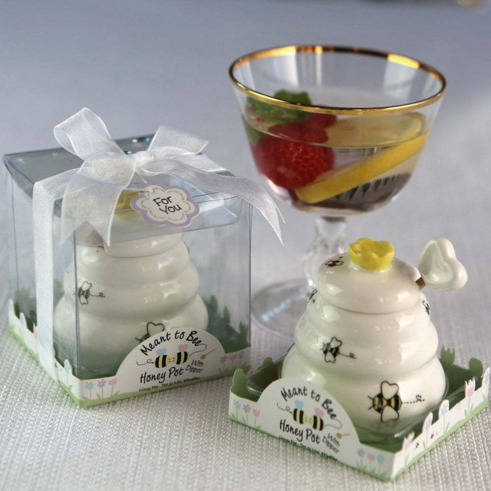 Sweet as Can Bee Honey Pot with Wooden Dipper - Small