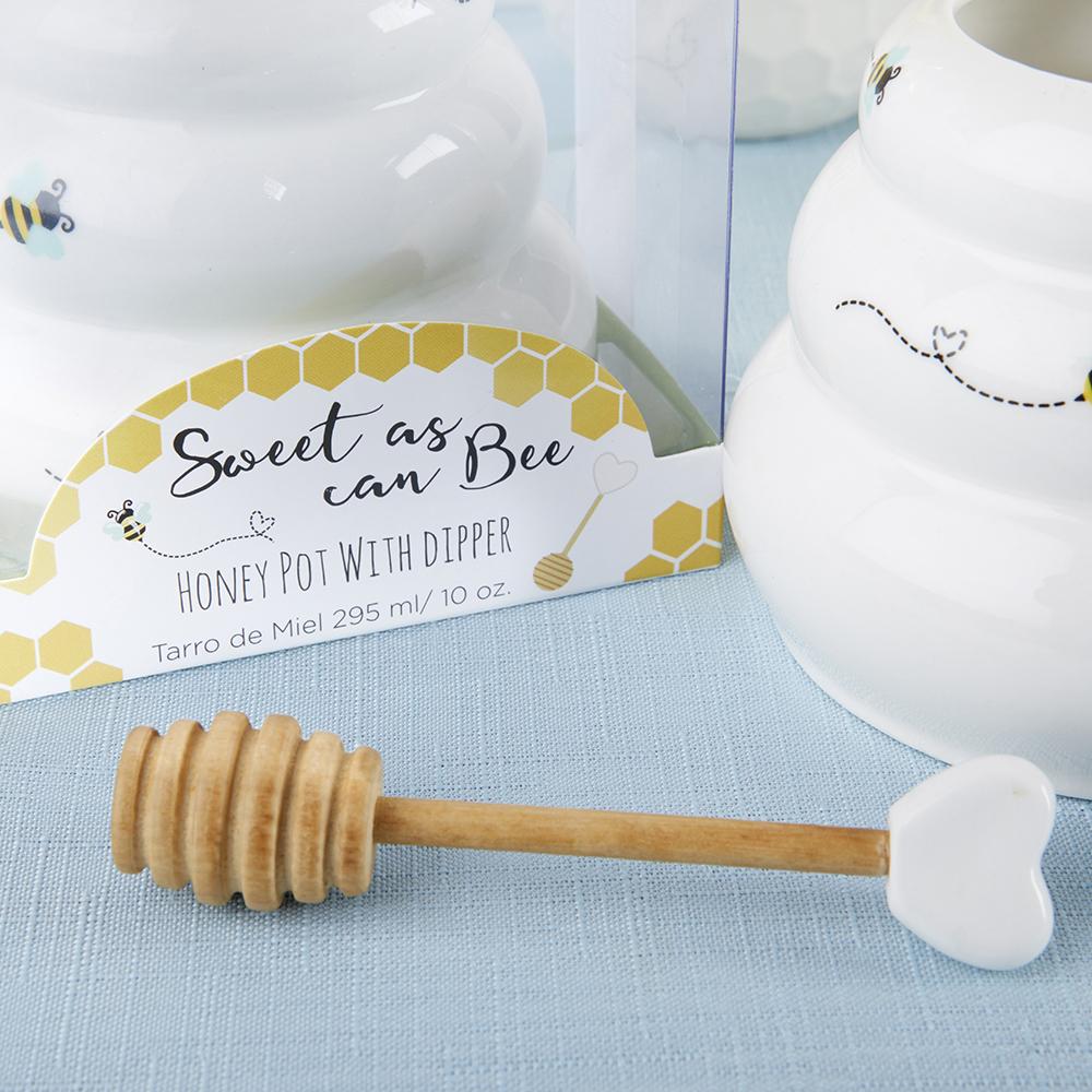 Sweet as Can Bee Ceramic Honey Pot with Wooden Dipper - Large - Alternate Image 2 | My Wedding Favors