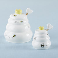 Thumbnail for Sweet as Can Bee Ceramic Honey Pot with Wooden Dipper - Large - Alternate Image 3 | My Wedding Favors