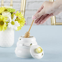 Thumbnail for Sweet as Can Bee Ceramic Honey Pot with Wooden Dipper - Large - Alternate Image 4 | My Wedding Favors