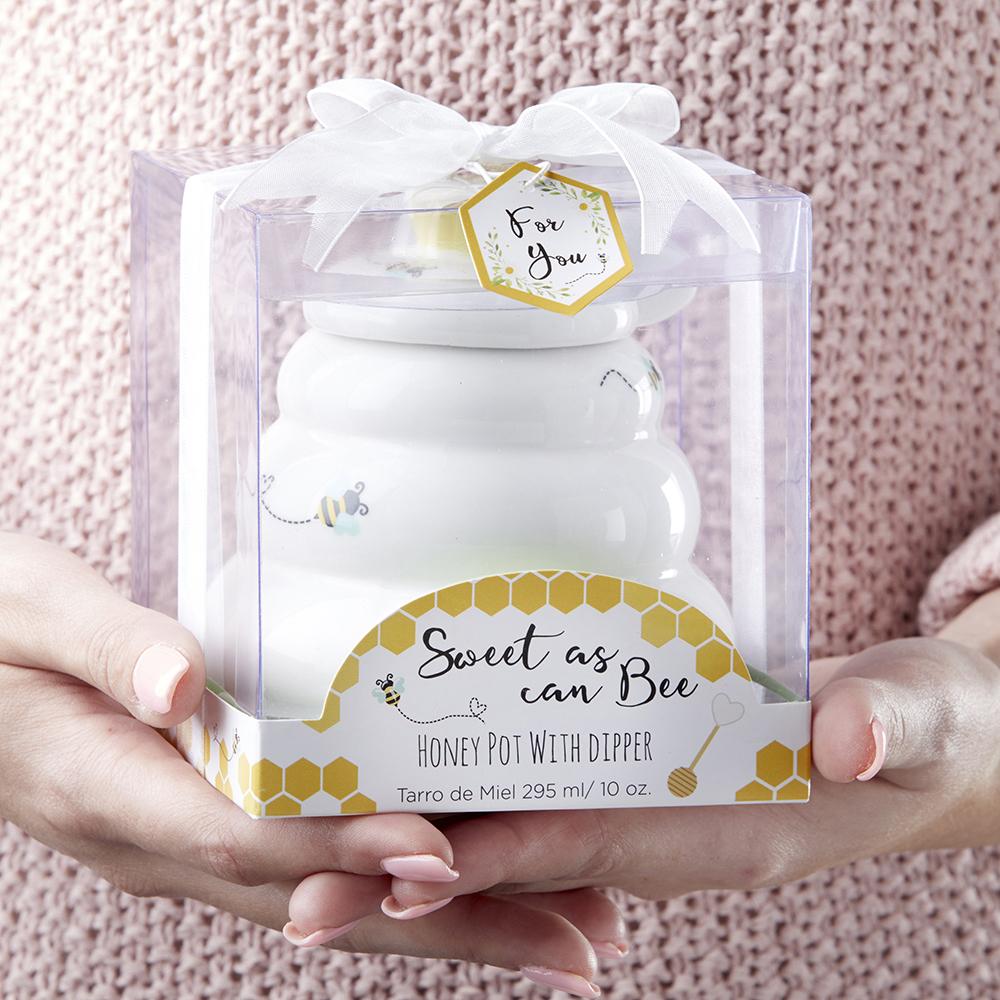Sweet as Can Bee Ceramic Honey Pot with Wooden Dipper - Large - Alternate Image 5 | My Wedding Favors
