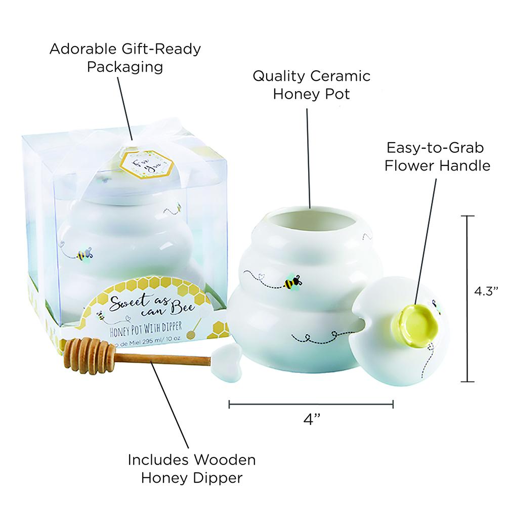 Sweet as Can Bee Ceramic Honey Pot with Wooden Dipper - Large - Alternate Image 6 | My Wedding Favors