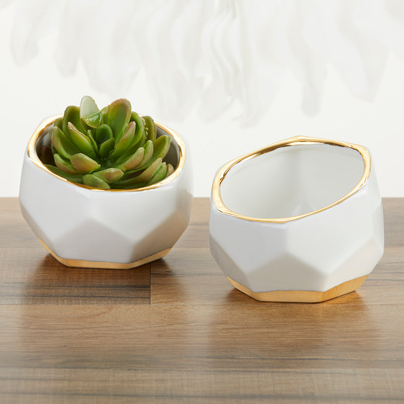 Geometric Ceramic Planter - Small (Set of 2) - Main Image | My Wedding Favors