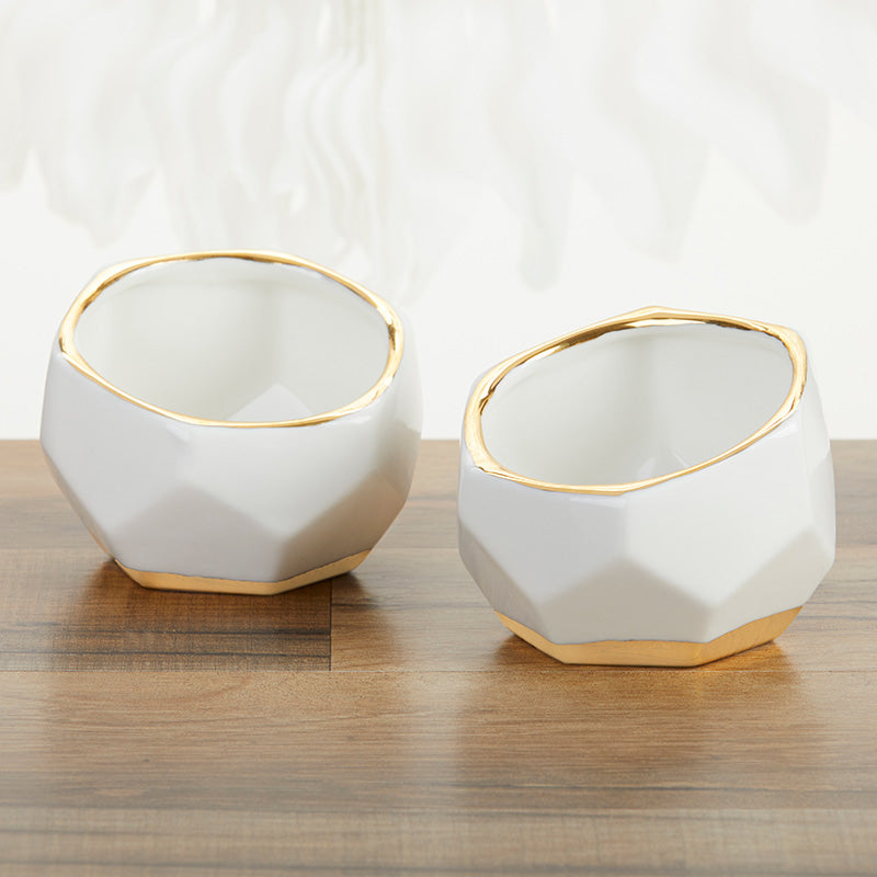 Geometric Ceramic Planter - Small (Set of 2) - Alternate Image 2 | My Wedding Favors