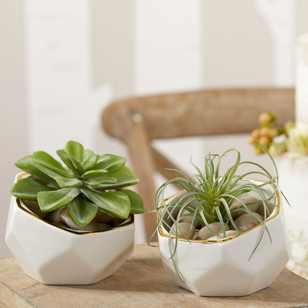 Geometric Ceramic Planter - Small & Medium (Set of 2) - Alternate Image 6 | My Wedding Favors