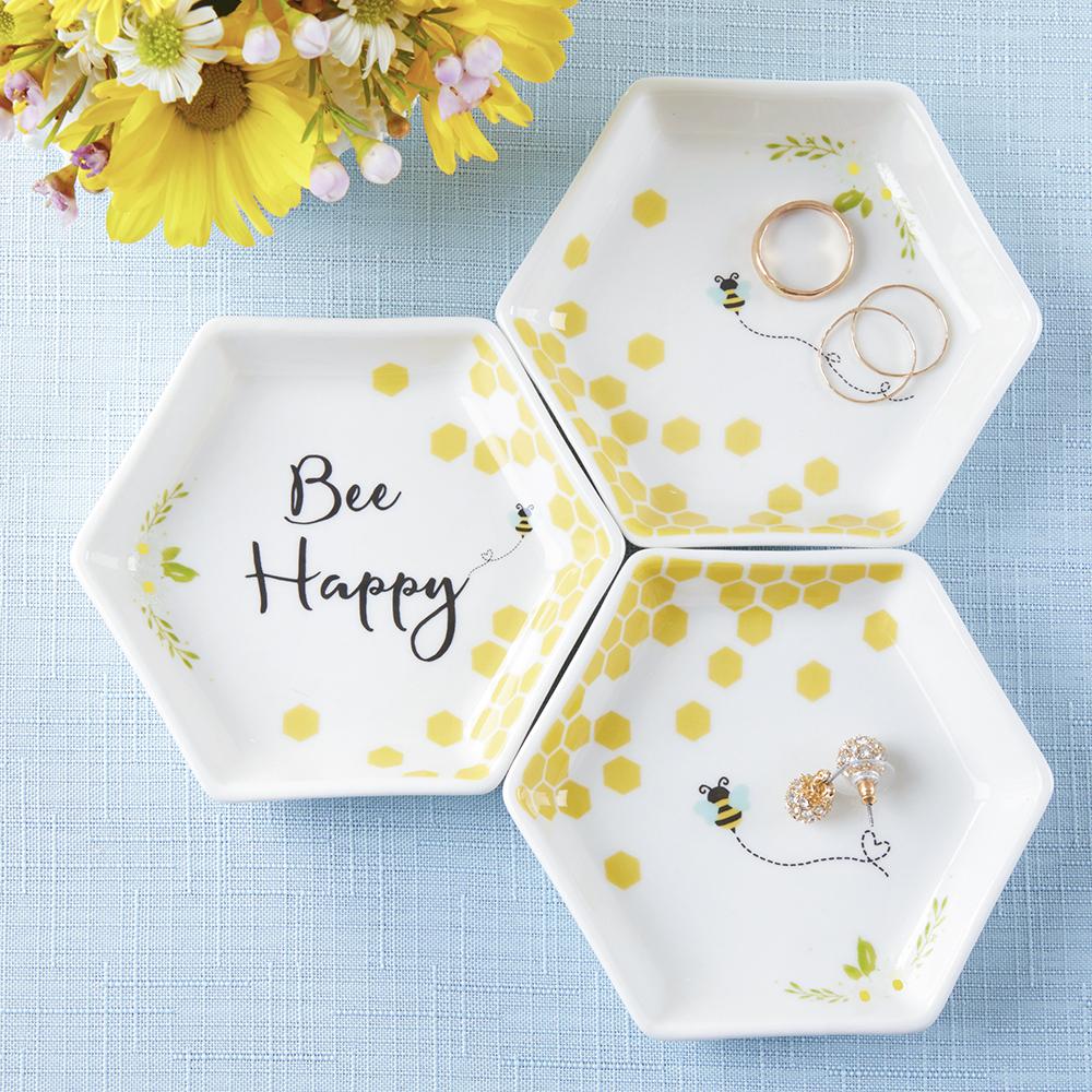 Bee Happy Trinket Dish (Set of 3) - Main Image | My Wedding Favors