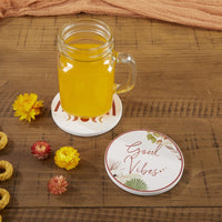 Boho Ceramic Coaster with Holder (Set of 6) - Alternate Image 2 | My Wedding Favors