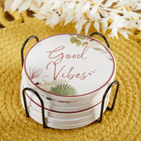 Thumbnail for Boho Ceramic Coaster with Holder (Set of 6) - Alternate Image 7 | My Wedding Favors