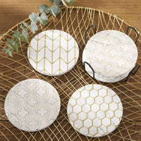 Thumbnail for Modern Geo Ceramic Coaster with Holder (Set of 6) - Alternate Image 3 | My Wedding Favors