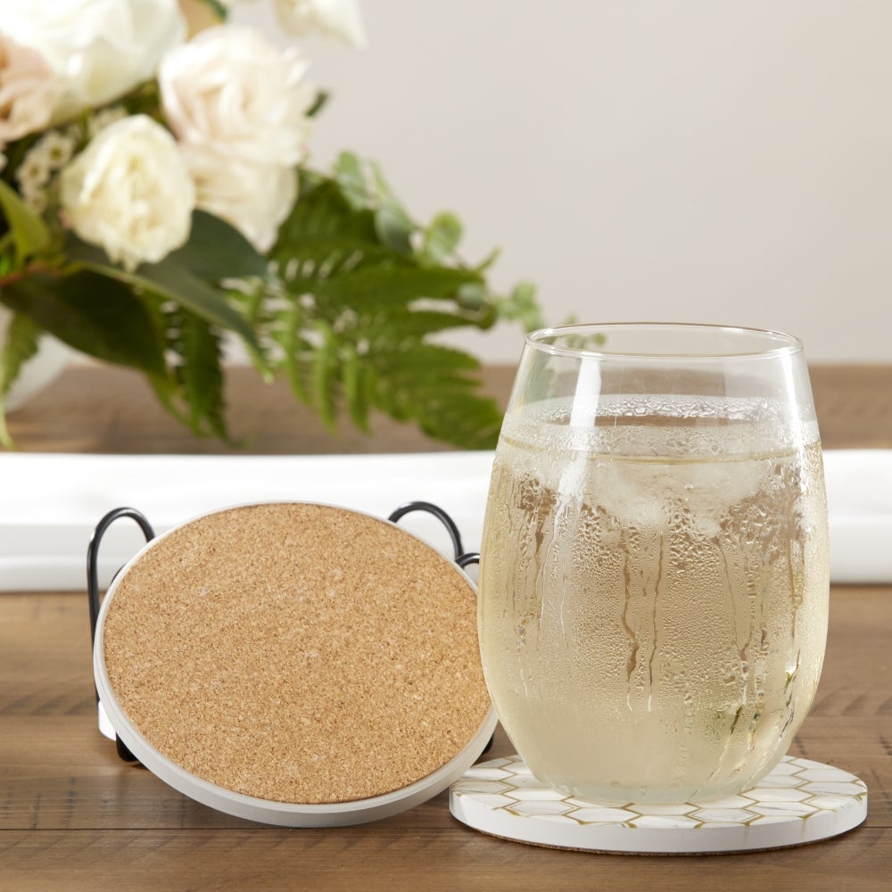 Modern Geo Ceramic Coaster with Holder (Set of 6) - Alternate Image 4 | My Wedding Favors