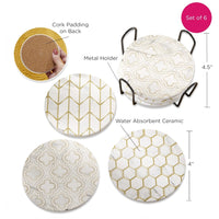 Thumbnail for Modern Geo Ceramic Coaster with Holder (Set of 6) - Alternate Image 6 | My Wedding Favors