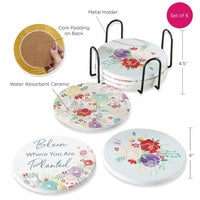 Garden Blooms Ceramic Coaster with Holder (Set of 6) - Alternate Image 6 | My Wedding Favors