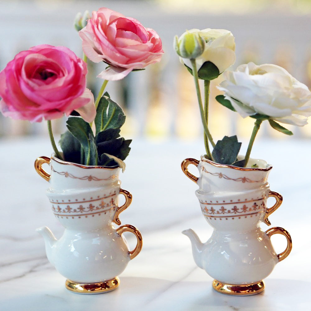 Tea Time Whimsy Ceramic Bud Vase (Set of 2) - Alternate Image 2 | My Wedding Favors