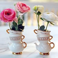 Thumbnail for Tea Time Whimsy Ceramic Bud Vase (Set of 2) - Alternate Image 2 | My Wedding Favors