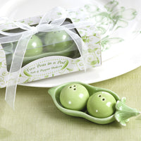 Thumbnail for Two Peas in a Pod Ceramic Salt & Pepper Shakers (Set of 4) - Main Image | My Wedding Favors