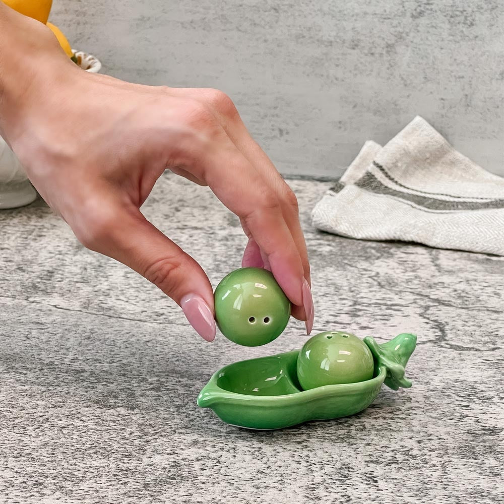 Two Peas in a Pod Ceramic Salt & Pepper Shakers (Set of 4) - Alternate Image 4 | My Wedding Favors