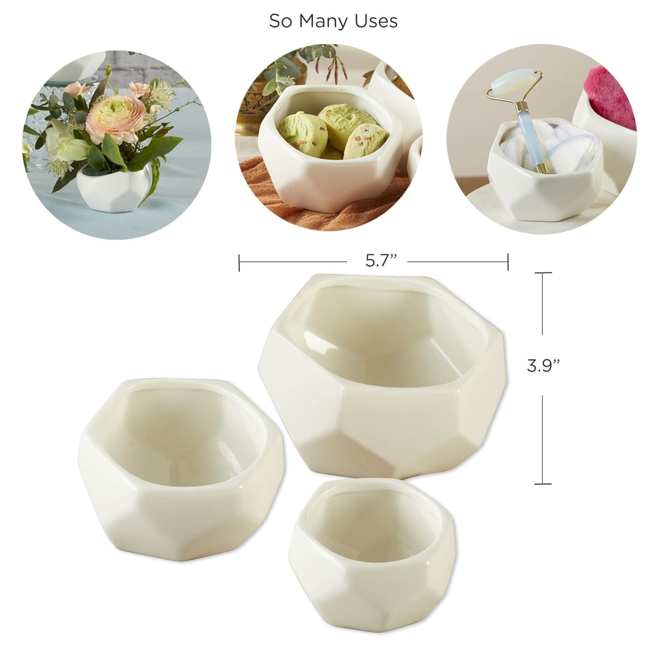 Geometric Ceramic Planter - Small, Medium & Large (Set of 3) - Alternate Image 6 | My Wedding Favors