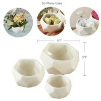 Thumbnail for Geometric Ceramic Planter - Small, Medium & Large (Set of 3) - Alternate Image 6 | My Wedding Favors