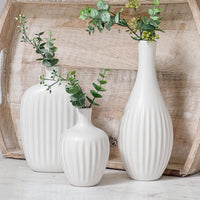 Thumbnail for White Textured Ceramic Minimalist Vase (Set of 3) - Alternate Image 2 | My Wedding Favors