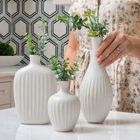 Thumbnail for White Textured Ceramic Minimalist Vase (Set of 3) - Alternate Image 5 | My Wedding Favors