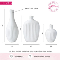 Thumbnail for White Textured Ceramic Minimalist Vase (Set of 3) - Alternate Image 6 | My Wedding Favors