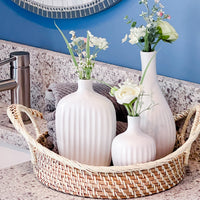 Thumbnail for White Textured Ceramic Minimalist Vase (Set of 3) - Alternate Image 8 | My Wedding Favors
