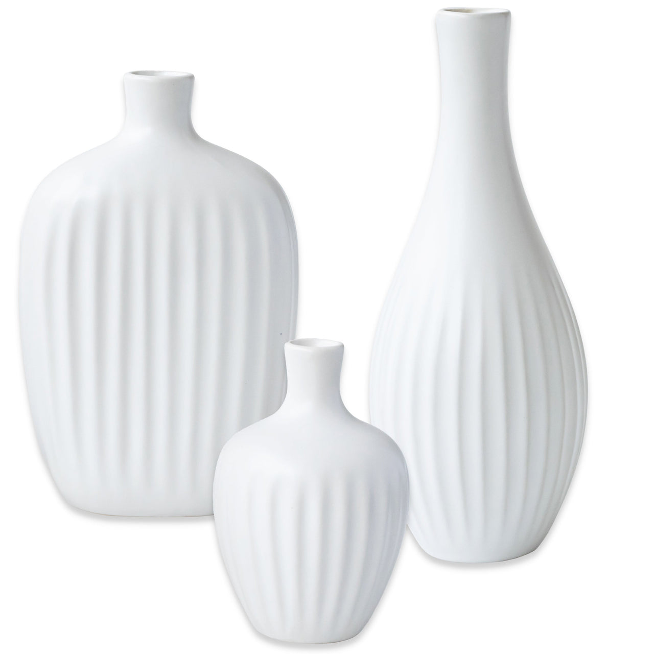White Textured Ceramic Minimalist Vase (Set of 3) - Alternate Image 9 | My Wedding Favors