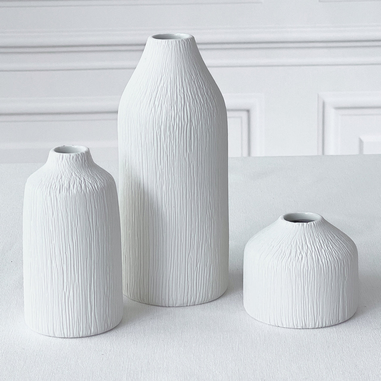 Boho Ceramic Bud Vase - White (Set of 3) - Main Image | My Wedding Favors