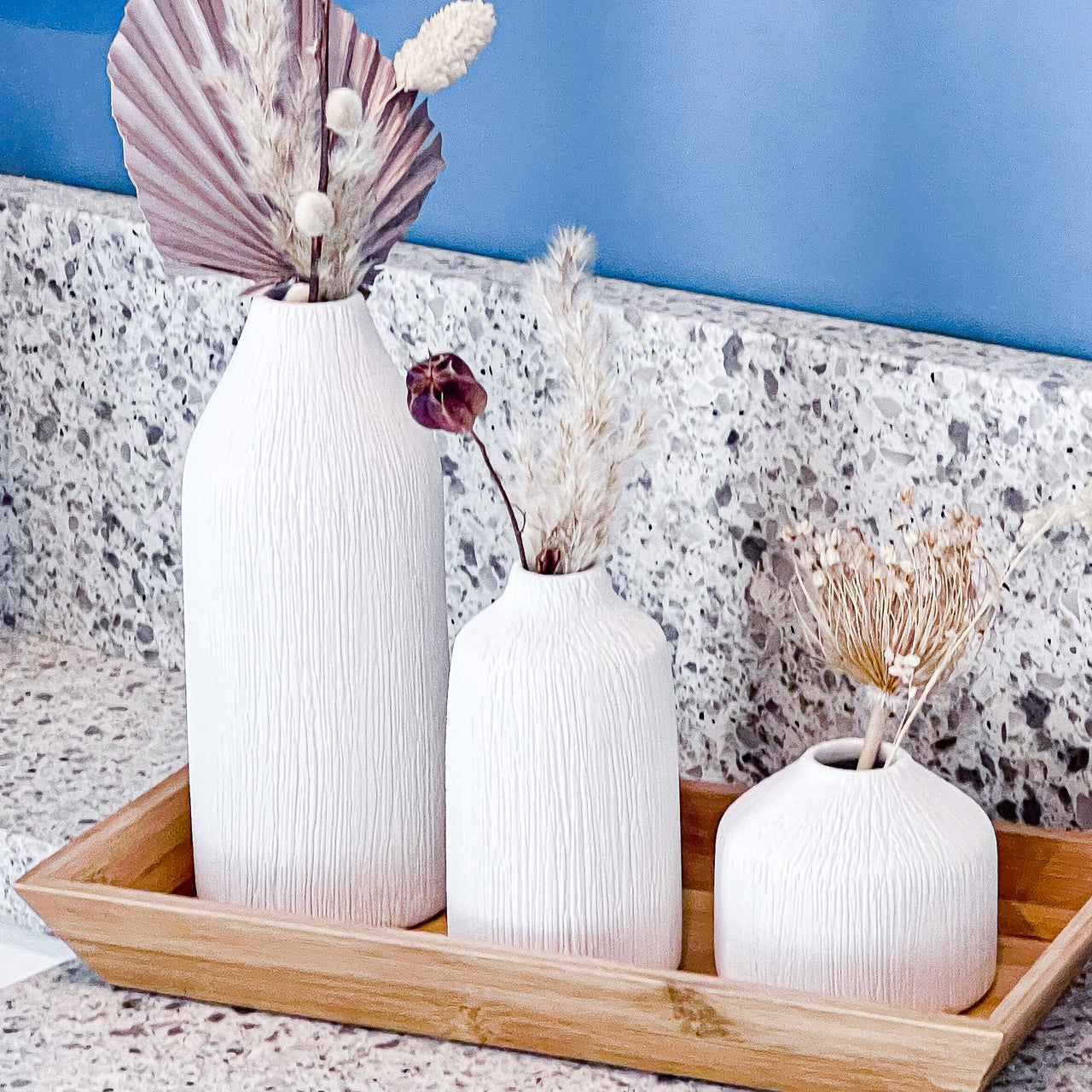 Boho Ceramic Bud Vase - White (Set of 3) - Alternate Image 2 | My Wedding Favors