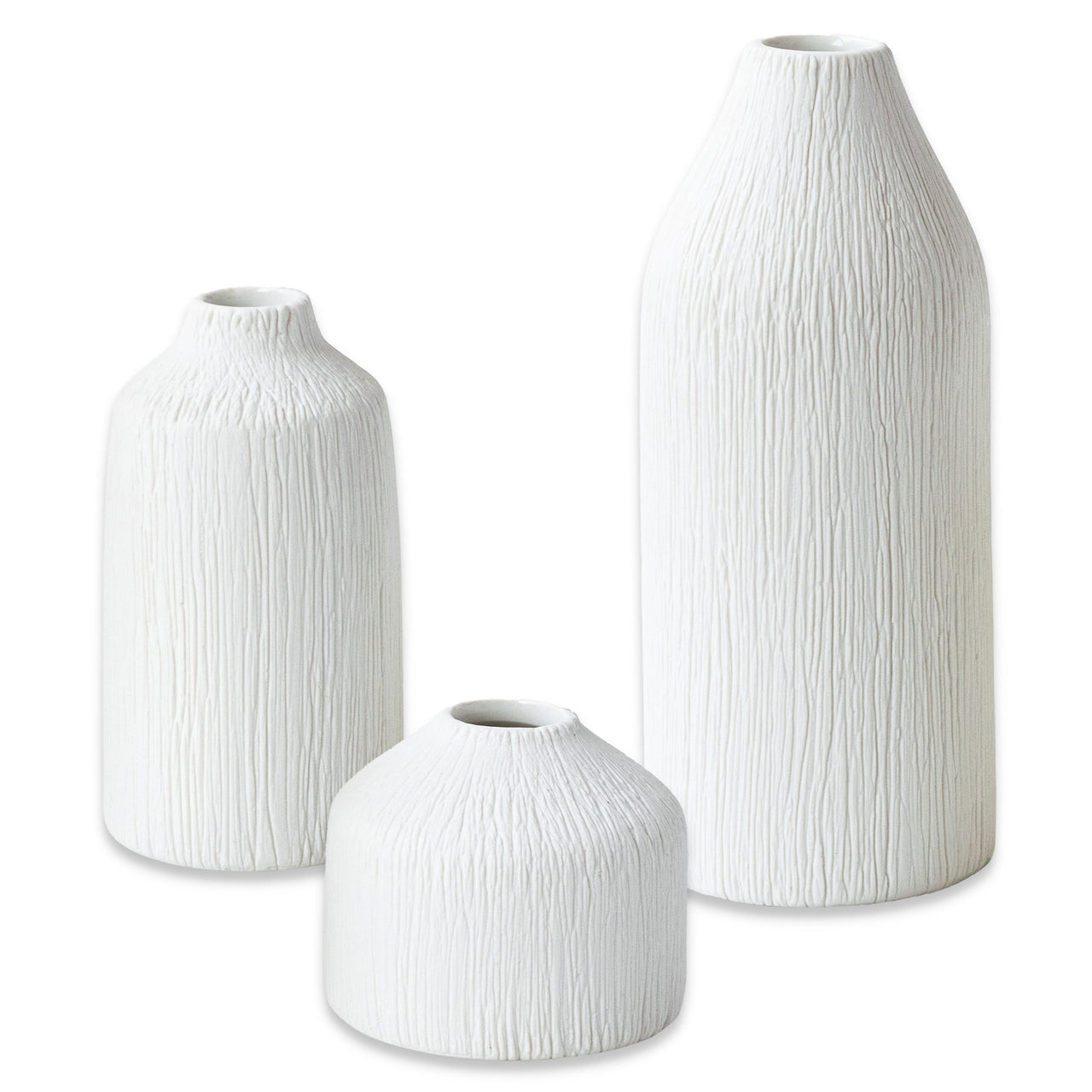 Boho Ceramic Bud Vase - White (Set of 3) - Alternate Image 8 | My Wedding Favors