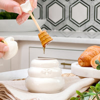 Thumbnail for Bee Hive Ceramic Mini Honey Jar & Dipper Set (Set of 2) - Alternate Image 2 | My Wedding Favors