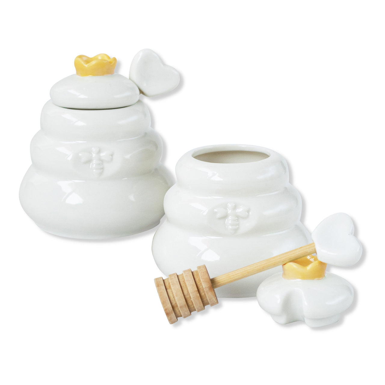 Bee Hive Ceramic Mini Honey Jar & Dipper Set (Set of 2) - Alternate Image 8 | My Wedding Favors