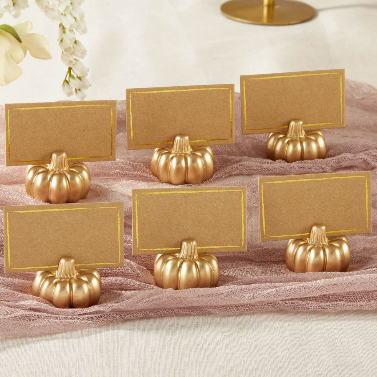 Gold Pumpkin Place Card Holder (Set of 6) - Alternate Image 2 | My Wedding Favors