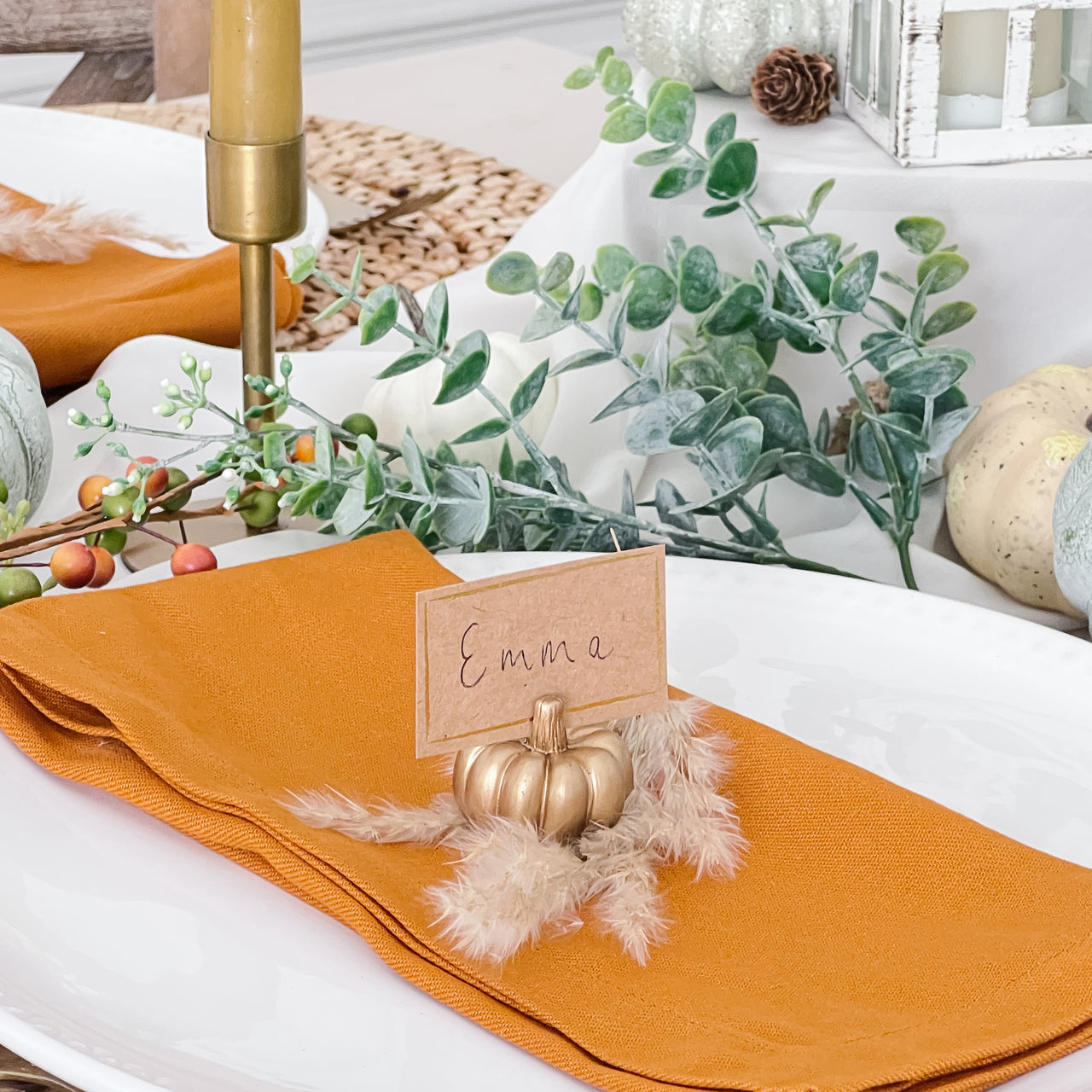 Gold Pumpkin Place Card Holder (Set of 6) - Main Image | My Wedding Favors