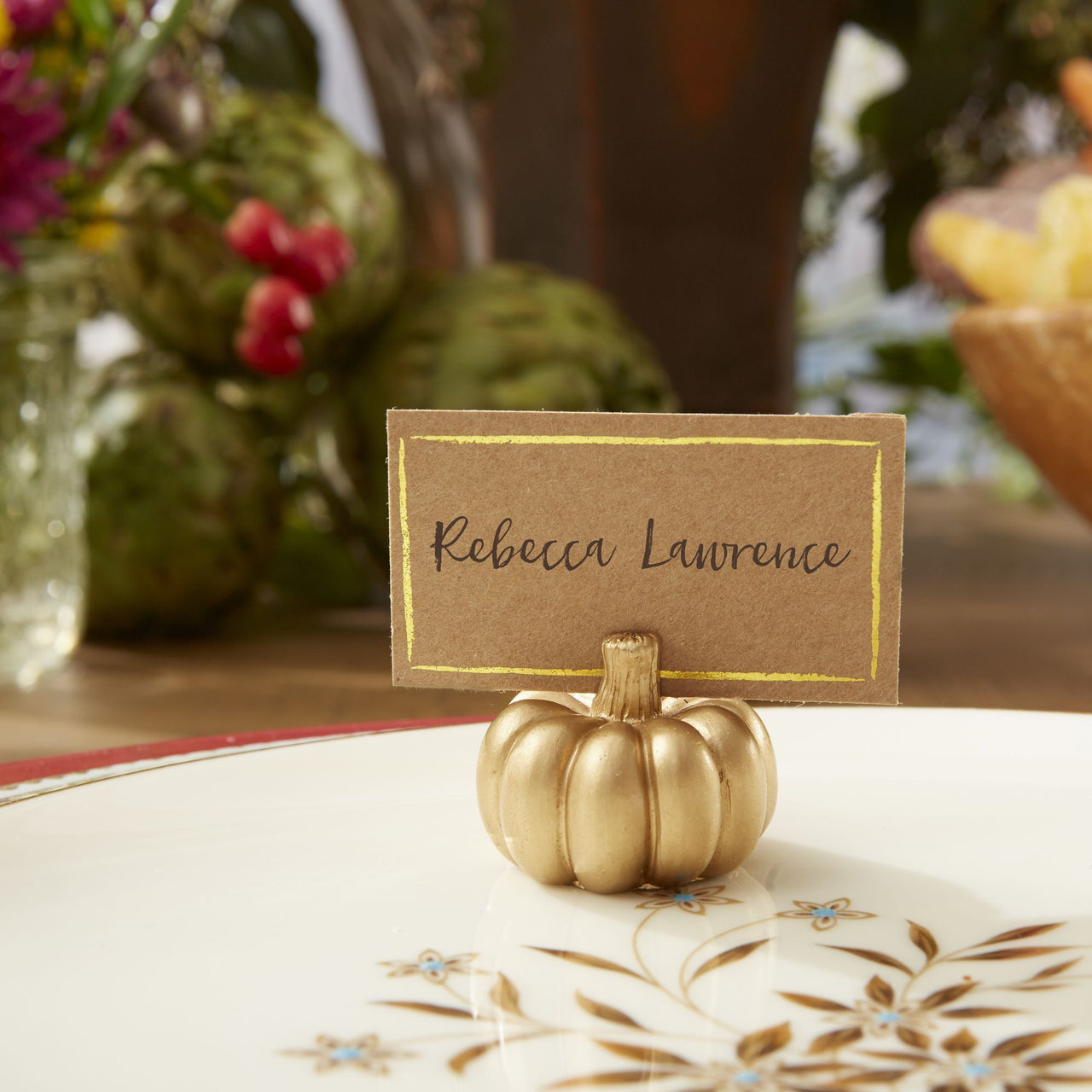 Gold Pumpkin Place Card Holder (Set of 6) - Alternate Image 3 | My Wedding Favors