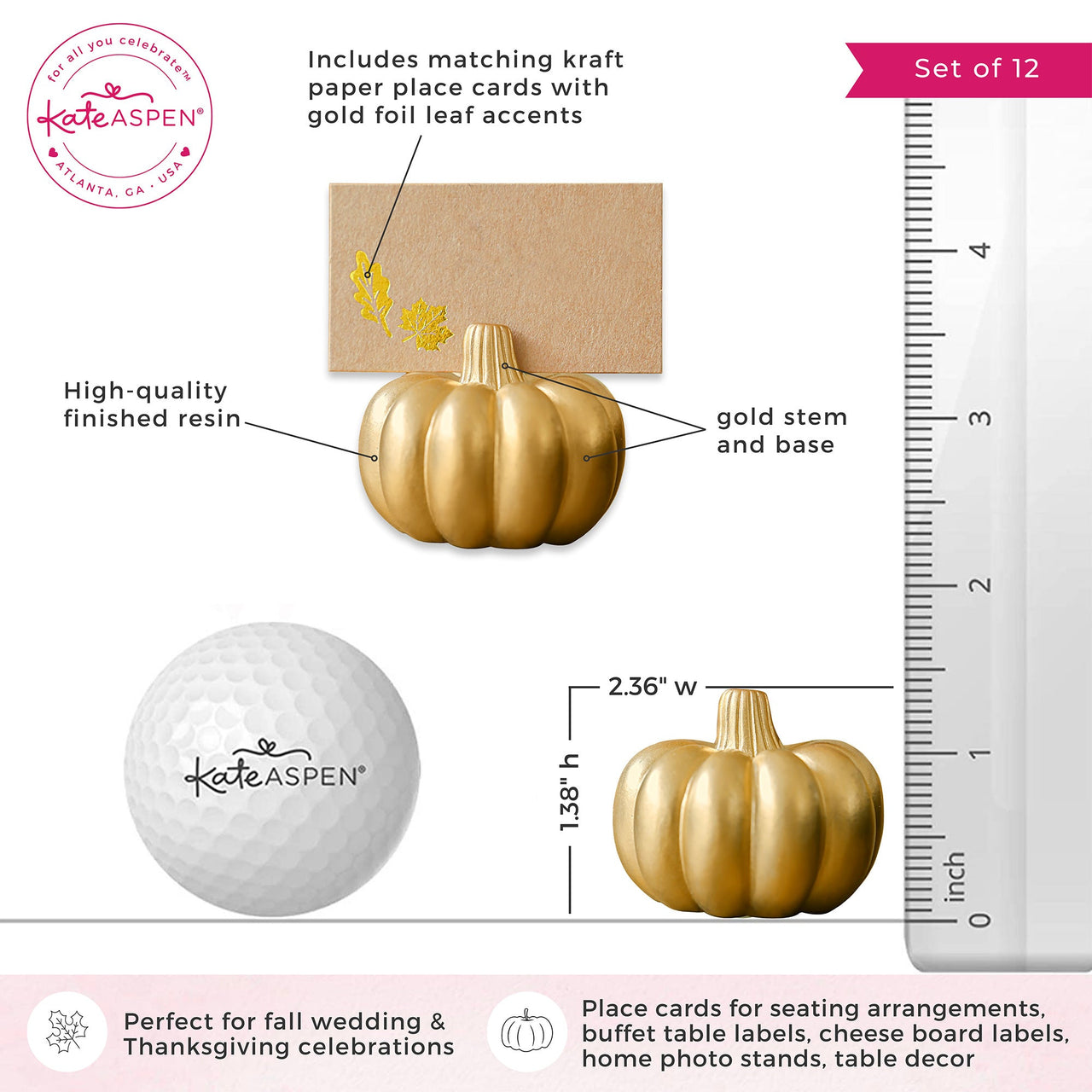 Harvest Gold Pumpkin Place Card Holder (Set of 6)Alternate Image 6, My Wedding Favors | Place Card Holders